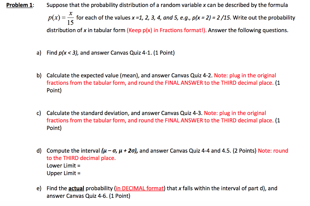 Solved Suppose That The Probability Distribution Of A Ran