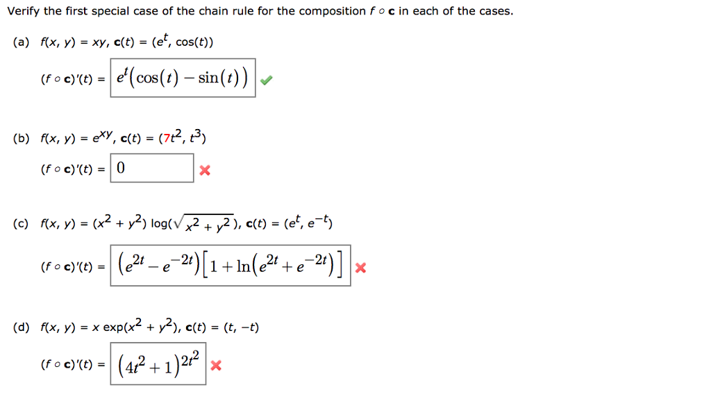 Solved Verify The First Special Case Of The Chain Rule Fo Chegg Com