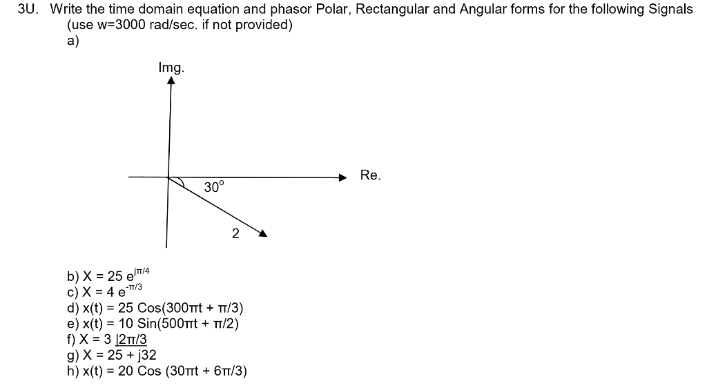 Solved Write The Time Domain Equation And Phasor Polar R Chegg Com