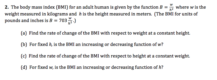 Body mass index (BMI) for adults