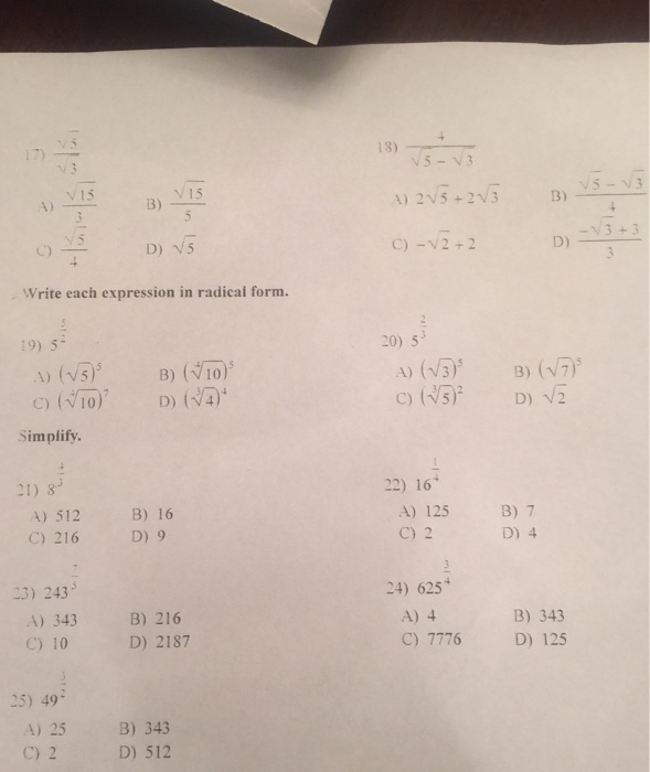 Square Root 5 Square Root 3 Square Root 15 3 Square Chegg Com