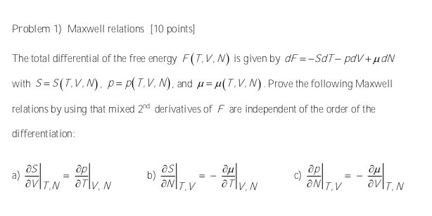 Solved Problem 1 Maxwell Relations 10 Points The Total Chegg Com