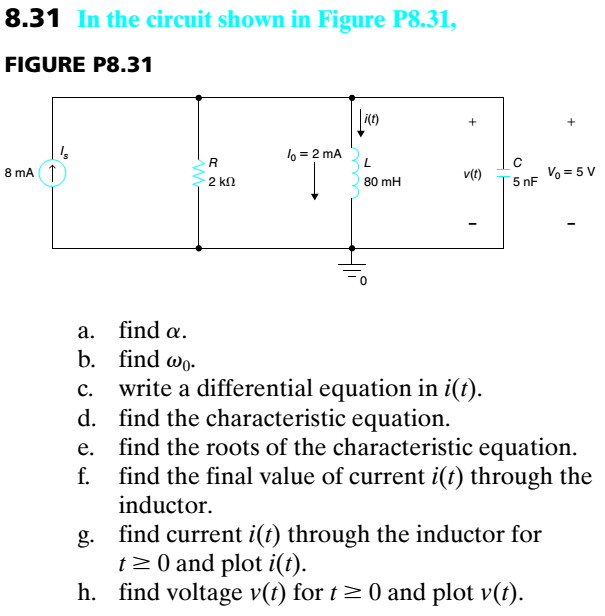 Solved 8 31 In The Circuit Shown In Figure P8 31 Figure Chegg Com