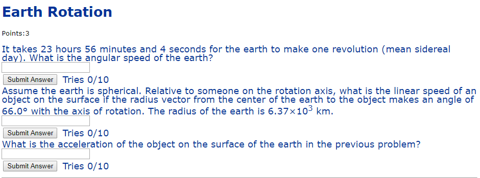 Solved Earth Rotation Points 3 It Takes 23 Hours 56 Minut Chegg Com