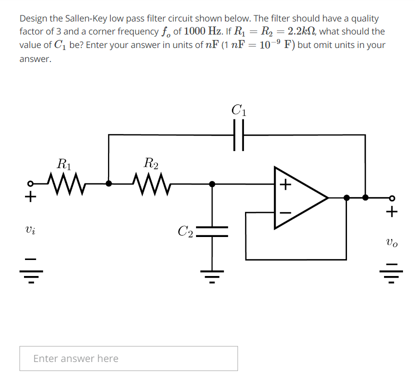 Design A Firstorder Lowpass Filter Rc Circuit Cheggcom