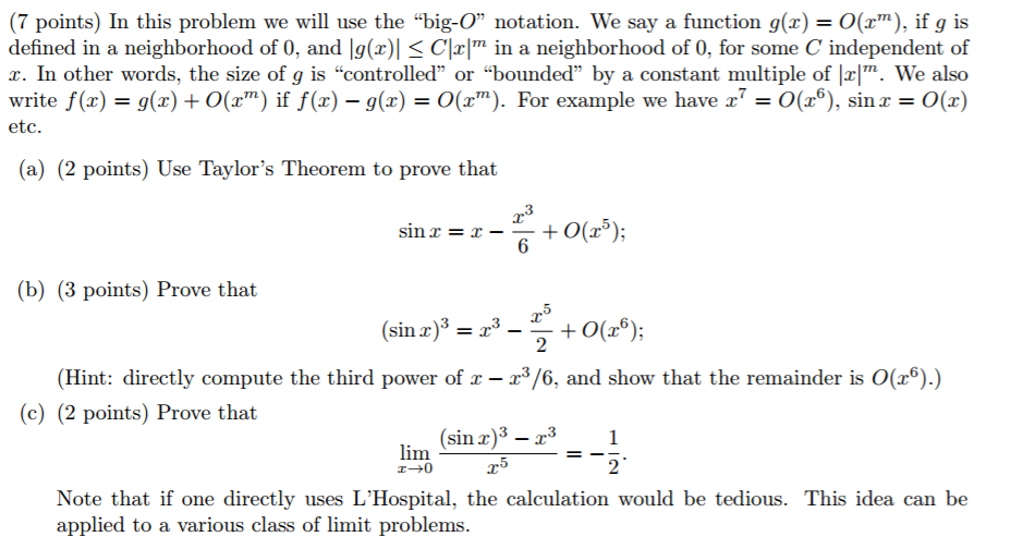 Solved In This Problem We Will Use The Big O Notation Chegg Com