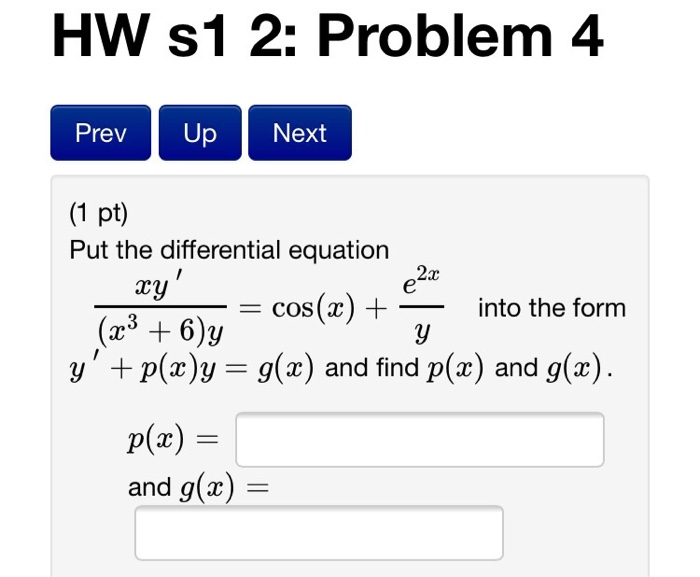 Solved Put The Differential Equation Xy X 3 6 Y Cos Chegg Com