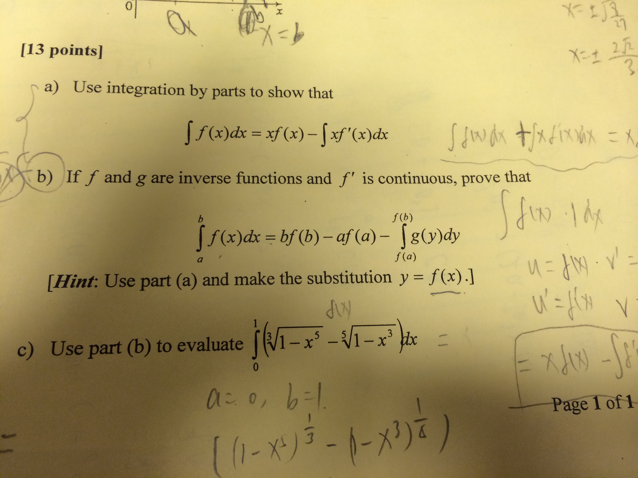 Solved A Use Integration By Parts To Show That Integrate Chegg Com