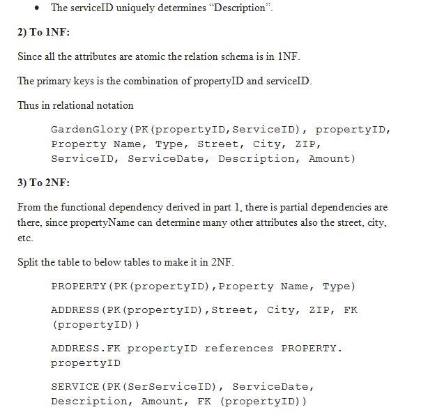 The serviceID uniquely determines The servicelD uniquely determines Description 2) To INF: Since all the attributes are ato