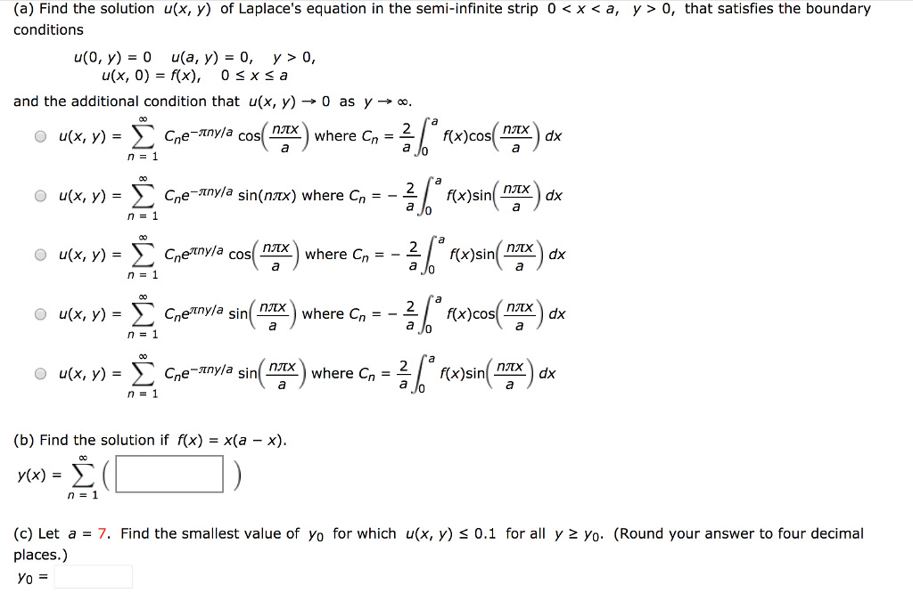 Solved A Find The Solution U X Y Of Laplace S Equatio Chegg Com