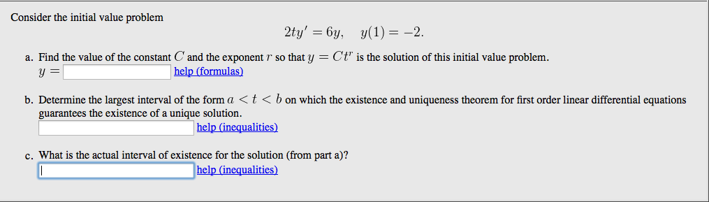 Solved Consider The Initial Value Problem 2ty 6y Y 1 Chegg Com