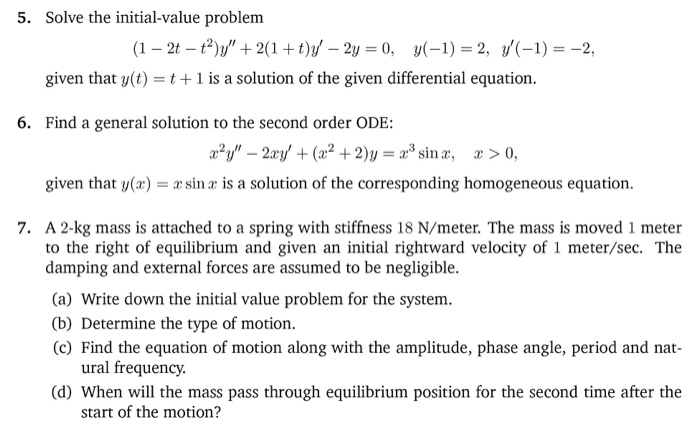 Solved Solve The Initial Value Problem 1 2t T 2 Y Chegg Com