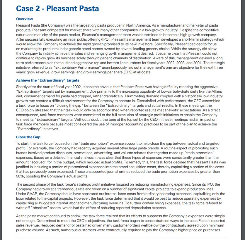 Pleasant pasta case study picture