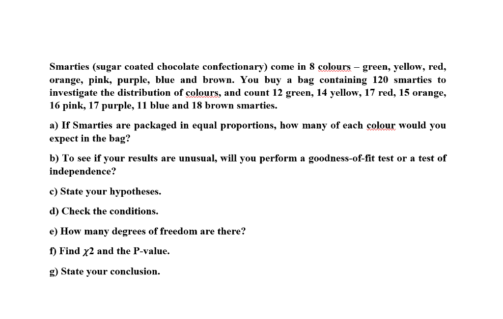 Solved Smarties (sugar coated chocolate 