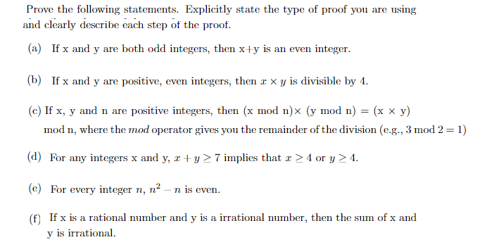 Solved Provo The Following Statements Explicitly State T Chegg Com