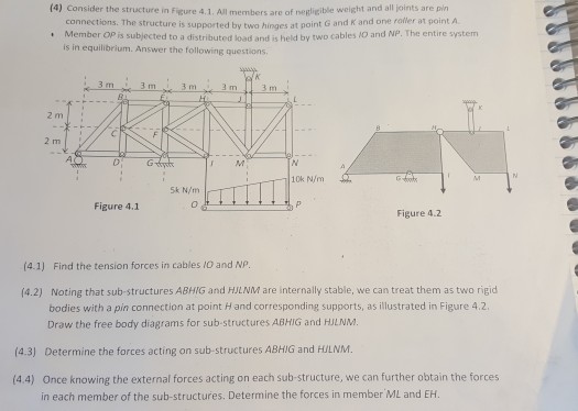 Solved (4) Consider the structure in Figure 4.1. All members 