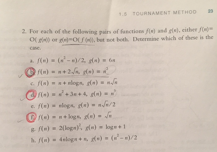 Solved For Each Of The Following Pairs Of Functions F N Chegg Com