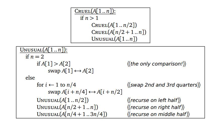 Recurrence relation from pseudocode image