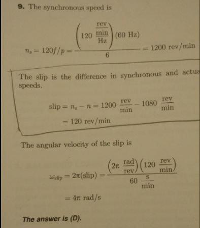 Solved For the below motor problem, why is slip calculated