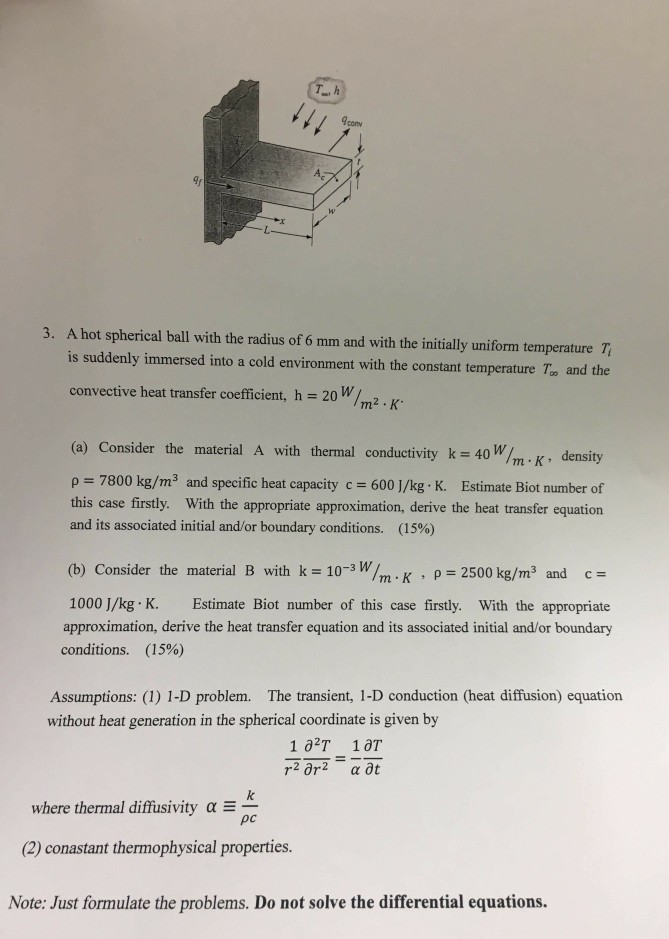 Solved Cony 3 A Hot Spherical Ball With The Radius Of 6