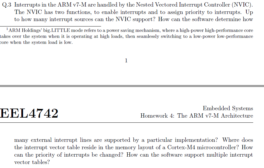 Interrupts In The Ar M V7 M Are Handled By The Nes Chegg Com
