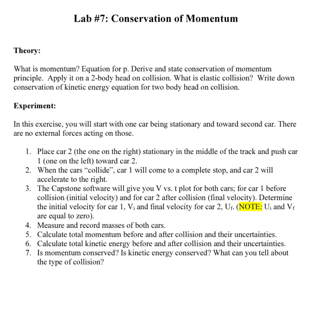 Lab #7: Conservation Of Momentum Theory: What Is M... | Chegg.com