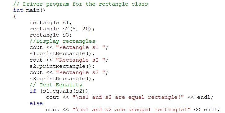 Answered! Question: In this assignment, you are asked to write the definition for a rectangle class and test it with the test... 4