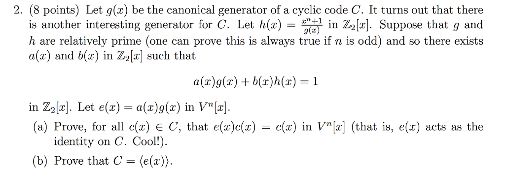 Let G X Be The Canonical Generator Of A Cyclic Co Chegg Com