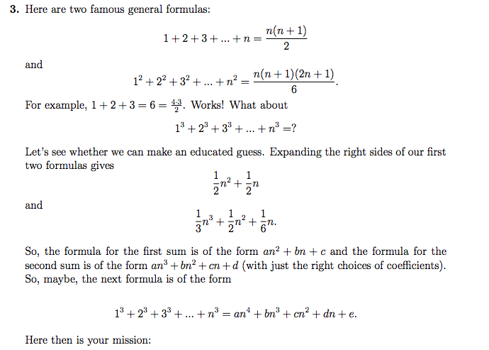 Here Are Two Famous General Formulas 1 2 3 Chegg Com