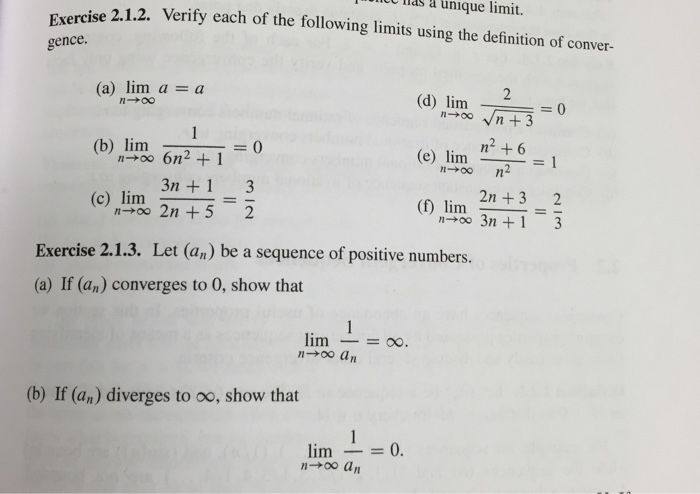 Solved Verify Each Of The Following Limits Using The Chegg Com