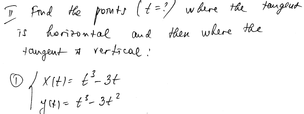 Solved Find The Points (t = ?) Where The Tangent Is Horiz