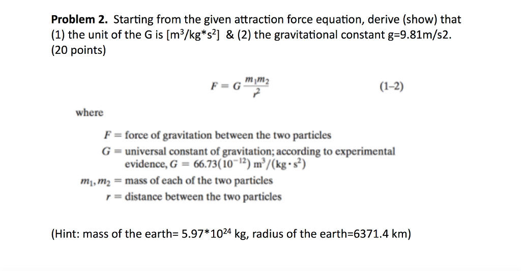 Starting From The Given Attraction Force Equation Chegg Com