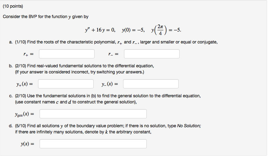 Solved Consider The Bvp For The Function Y Given By Y Chegg Com