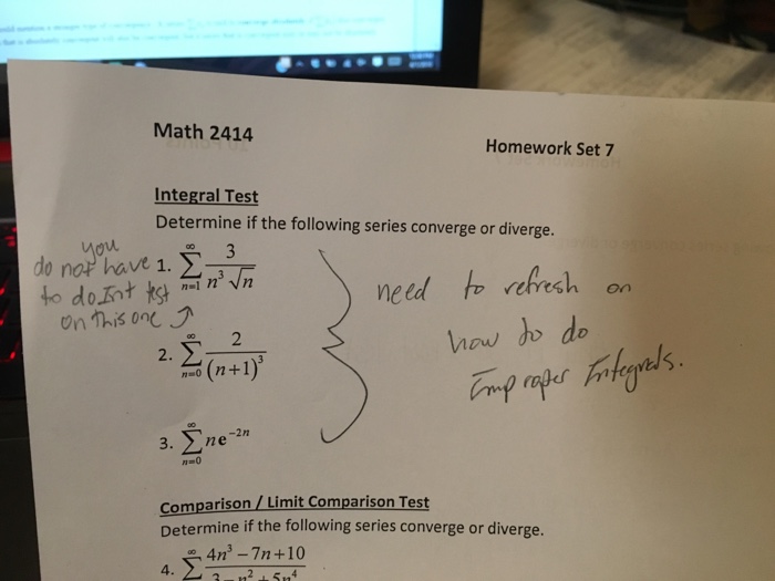 Solved I Need Help With How To Do The Integral Test For Chegg Com