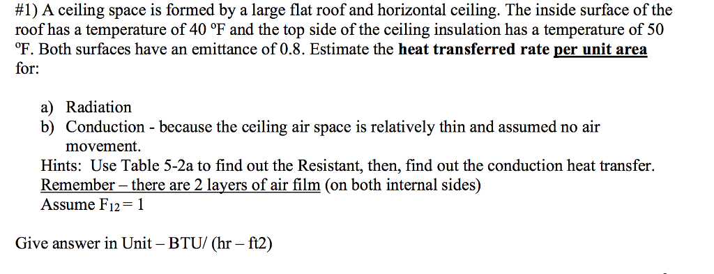 Solved 1 A Ceiling Space Is Formed By A Large Flat Roof