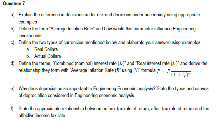 Solved Question 7 A B C Explain The Difference In Deci - 