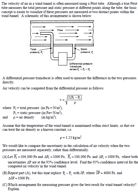 Solved The velocity of airin a wind tunnel is often measured | Chegg.com