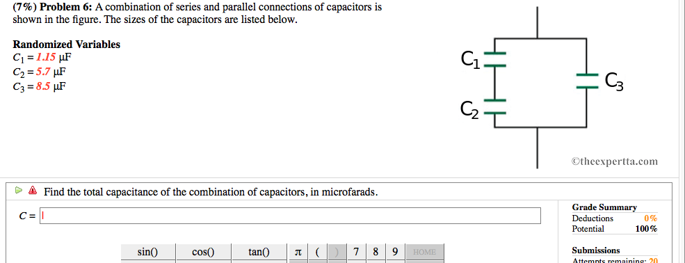 Solved: (7%) Problem 6: A Combination Of Series And Parall... | Chegg.com