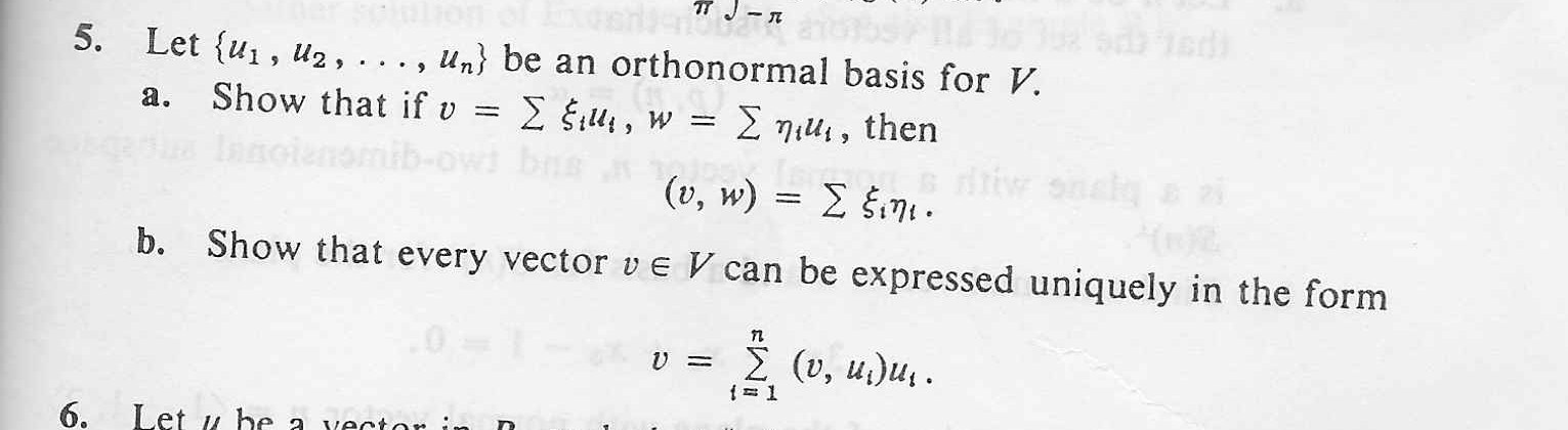 Solved 5 Let U1 U2 Un Be An Orthonormal Basis Chegg Com