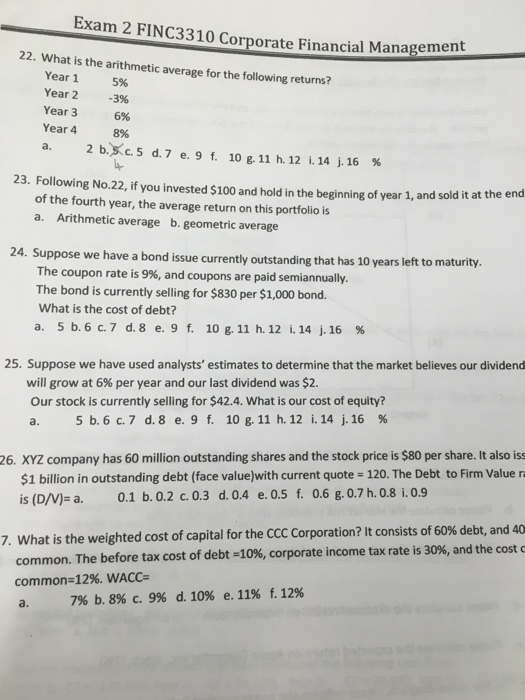 Solved What Is The Arithmetic Average For The Following R Chegg Com