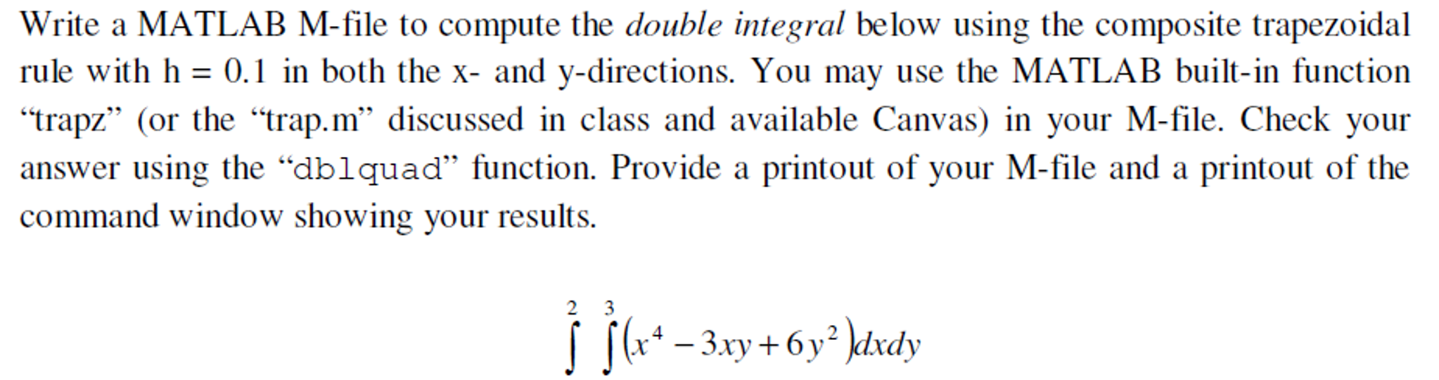 double integrals matlab 2018b