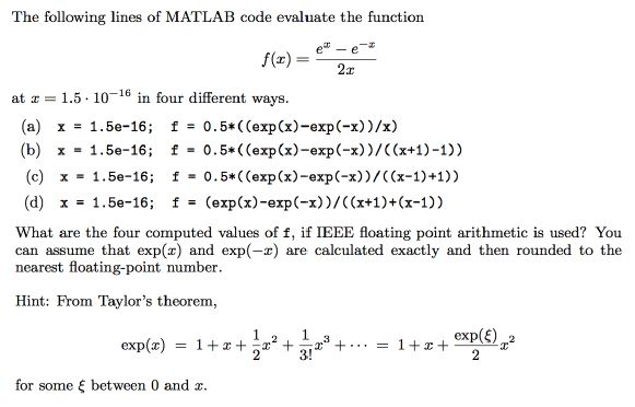 The Following Lines Of Matlab Code Evaluate The Chegg Com