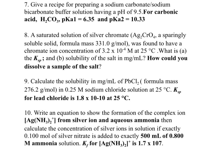 Solved Give A Recipe For Preparing A Sodium Carbonate Sodium Chegg Com