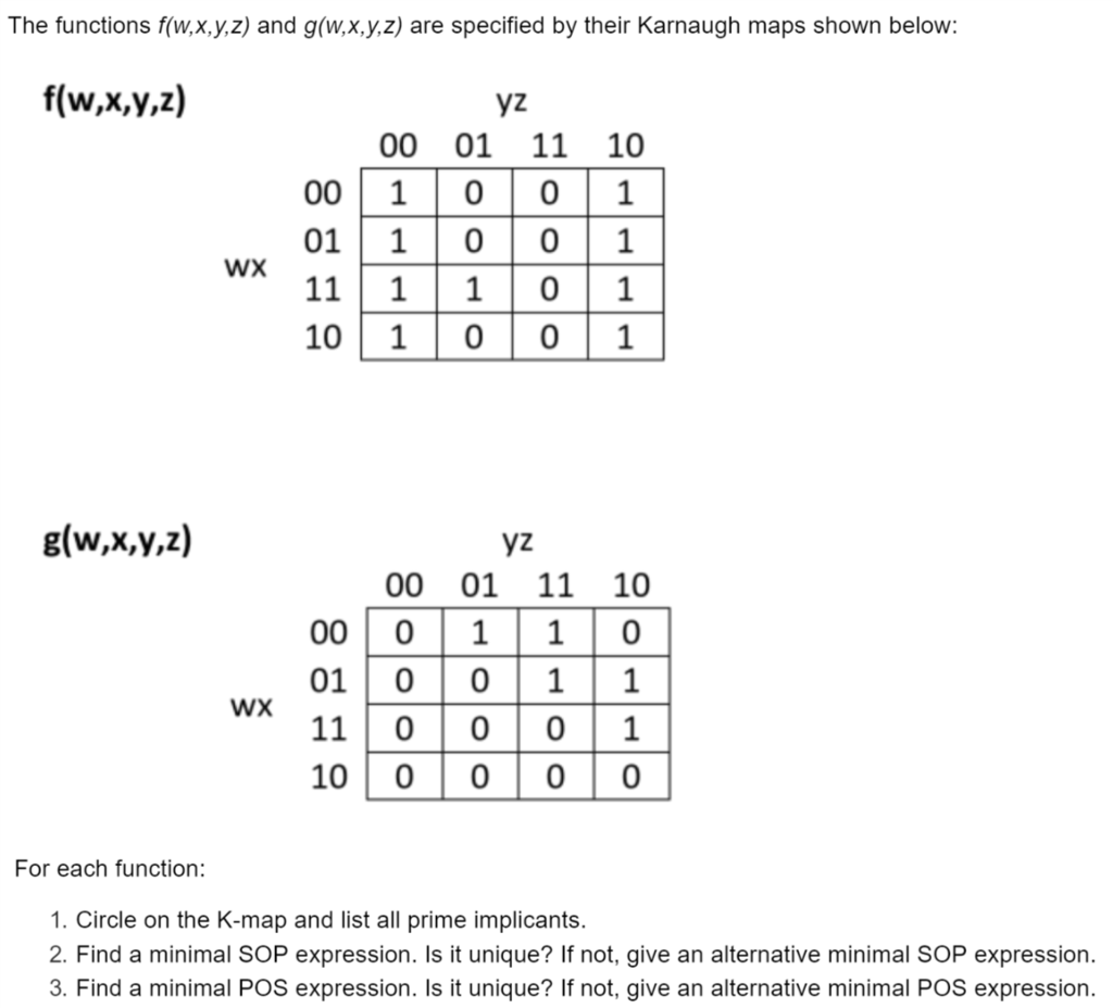 Solved The Functions F W X Y Z And G W X Y Z Are Specif Chegg Com