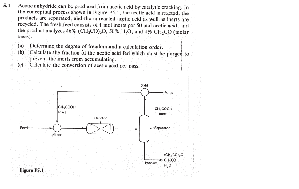 Acetic Anhydride Can Be Produced From Acetic Acid By Chegg Com