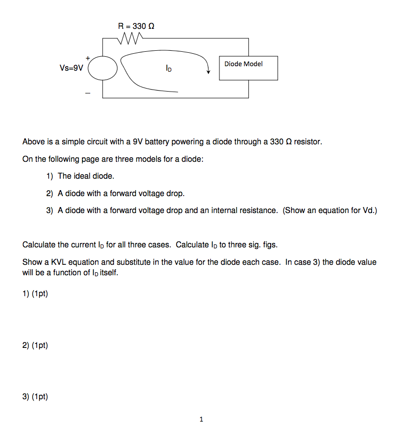 R 330 Q Diode Model Vs 9v Above Is A Simple Circuit Chegg Com