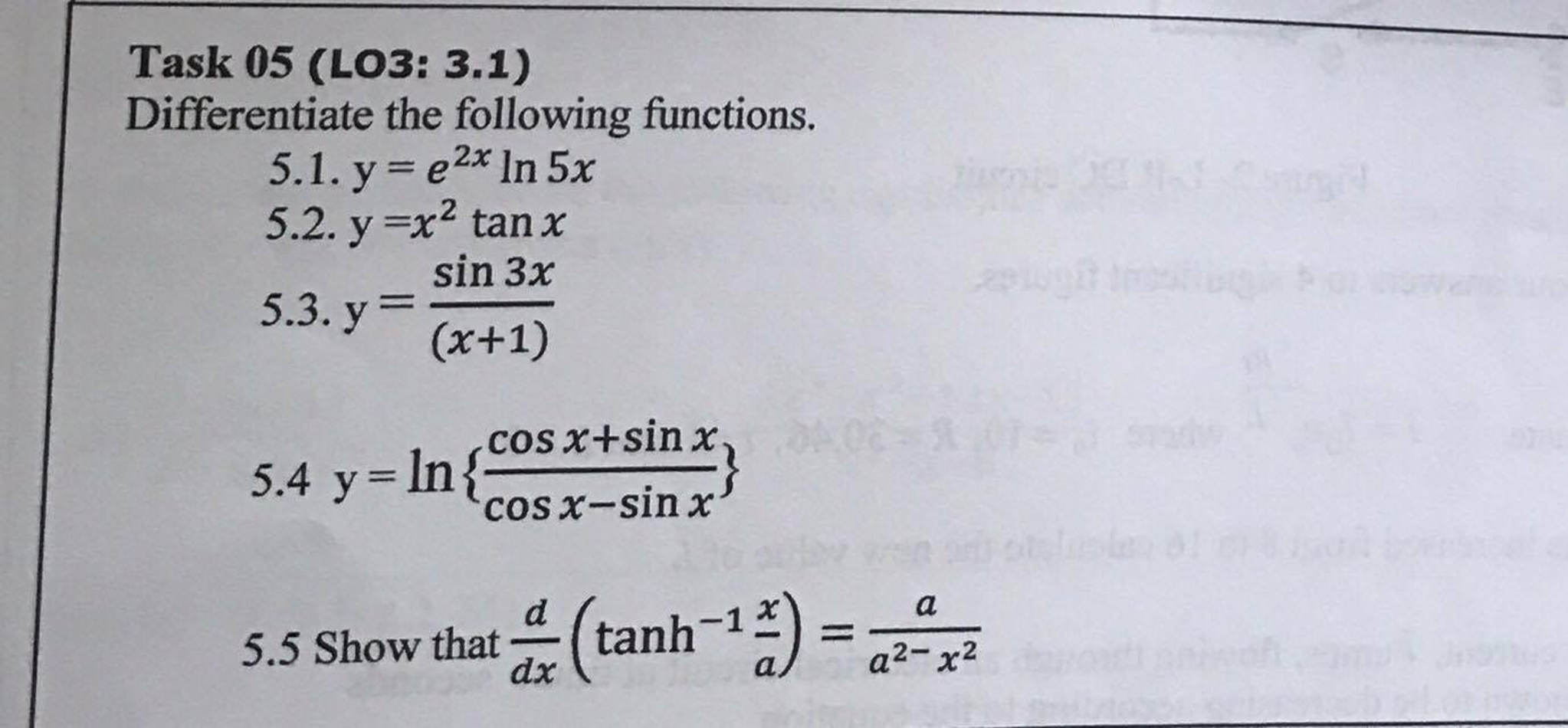 Differentiate The Following Functions Y E 2x Ln Chegg Com