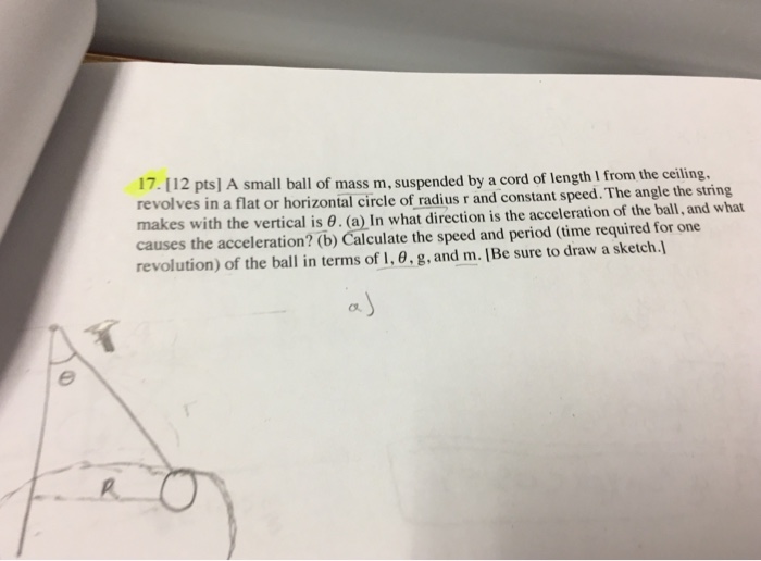 Solved A Small Ball Of Mass M. Suspended By A Cord Of Len...