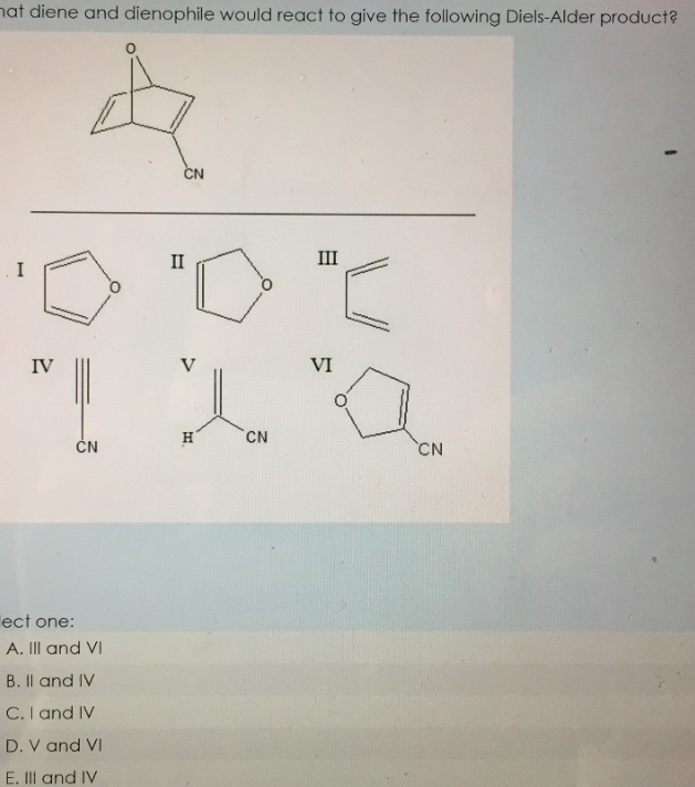 Solved Which Diene And Dienophile Would React To Give The