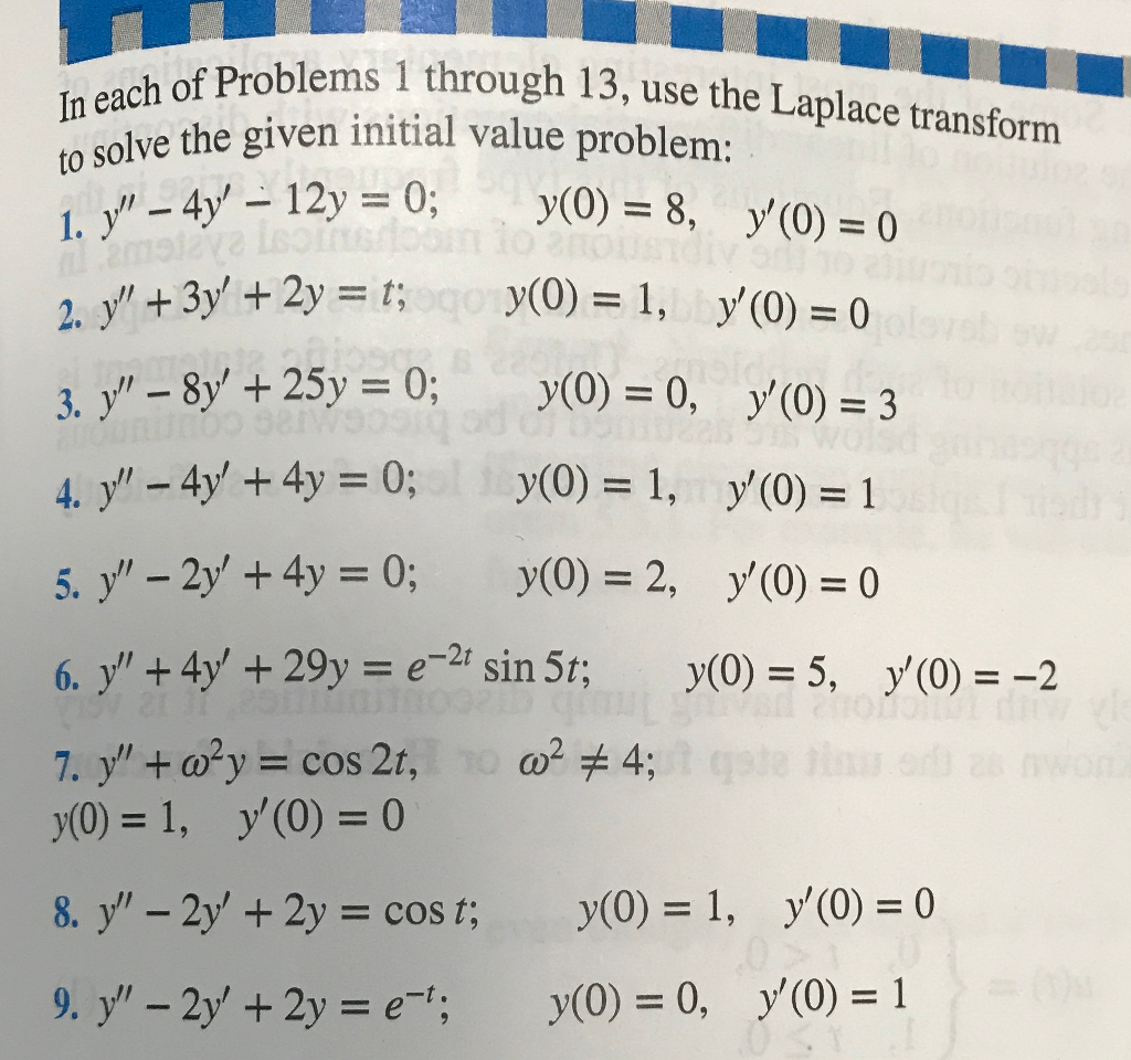 Solved Oblems 1 Through 13 Use The Laplace Transform Ve Chegg Com